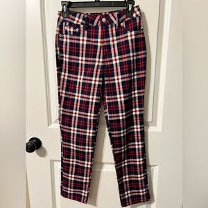 Oat High Rise Straight Crop Plaid Pants - Red, White, and Blue 24 NWT